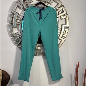 Figs Green Yola high waisted skinny scrub pants with Drawstring Waist